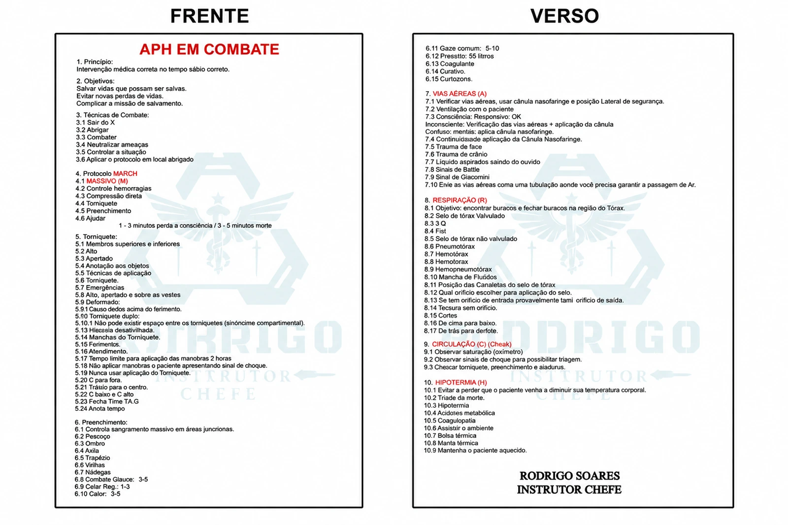 Conteúdo programático oficial de APH EM COMBATE